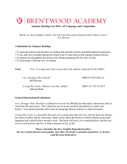 Summer Reading List 2014: AP Language and Composition "Books