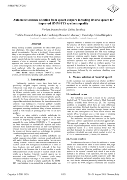 Automatic Sentence Selection from Speech Corpora Including