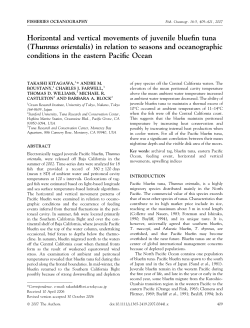 Horizontal and vertical movements of juvenile bluefin - Tag-A