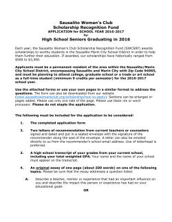 Sausalito Woman`s Club Scholarship Recognition Fund High School