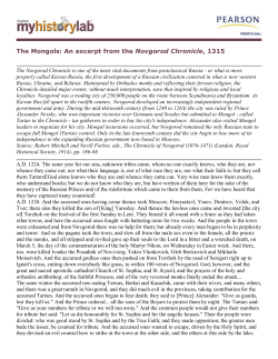 The Mongols: An excerpt from the Novgorod Chronicle, 1315