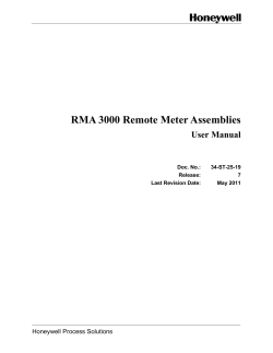 RMA 3000 Remote Meter Assemblies User Manual