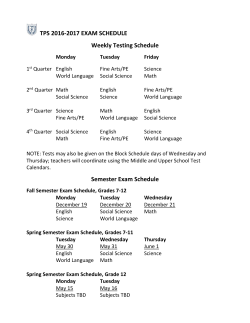 Exam Schedule - Trinity Preparatory School