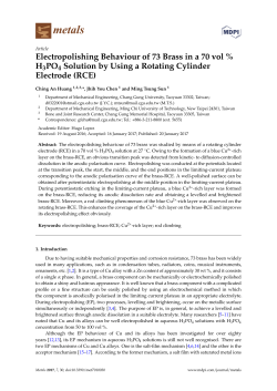 Electropolishing Behaviour of 73 Brass in a 70 vol % H3PO4