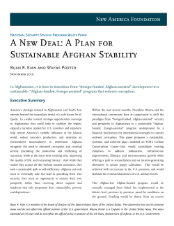 A New Deal: A Plan for Sustainable Afghan Stability