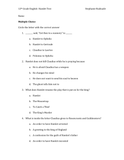 12th Grade English- Hamlet Test Stephanie Rudisaile Name