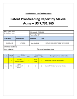 Patent Proofreading Report by Maxval Acme &ndash; US 7,731,965