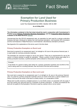 Exemption for Land Used for Primary Production Business