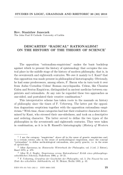 DESCARTES` &ldquo;RADICAL&rdquo; RATIONALISM? ON THE HISTORY OF