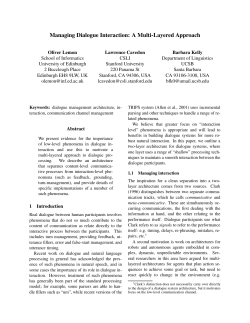 Managing Dialogue Interaction: A Multi-Layered Approach
