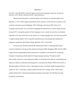ABSTRACT FLYNN, CAITLIN ROSE. Cultural Capital in the French