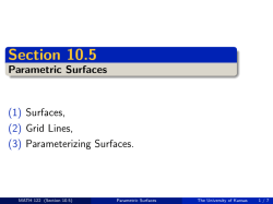 Parametric Surfaces - The University of Kansas
