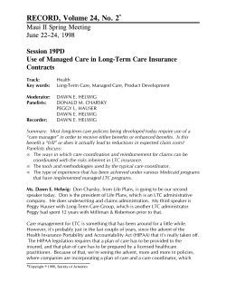 Use of Managed Care in Long-Term Care Insurance Contracts