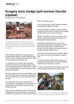 Hungary toxic sludge spill reaches Danube (Update)