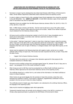 conditions for the temporary importation of horses into the