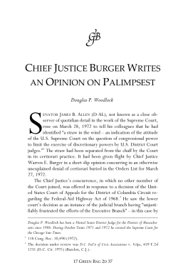 Chief Justice Warren E. Burger Writes a Certiorari