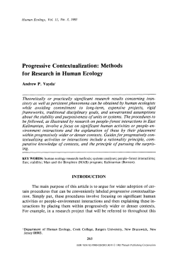 Progressive contextualization: Methods for research in human ecology