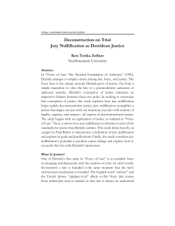 Deconstruction on Trial Jury Nullification as Derridean Justice