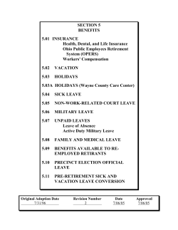 SECTION 5 BENEFITS 5.01 INSURANCE Health, Dental, and Life