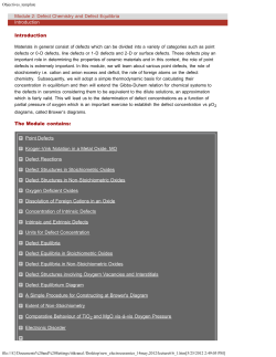 Module 2: Defect Chemistry and Defect Equilibria