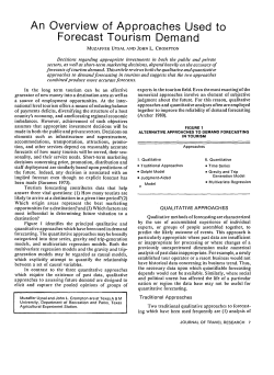 An Overview of Approaches Used to Forecast Tourism