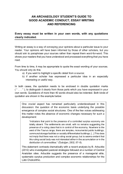 Guide to good academic conduct, essay writing and referencing