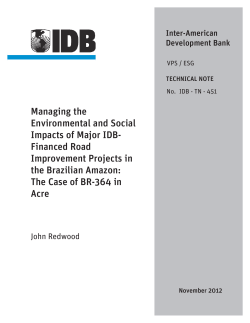Managing the Environmental and Social Impacts of Major IDB