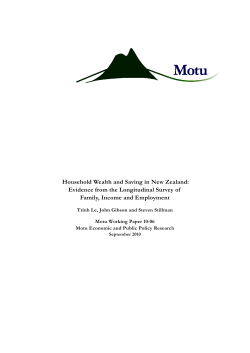 Household Wealth and Saving in New Zealand: Evidence