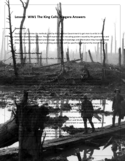 Lesson: WW1 The King Calls, Niagara Answers