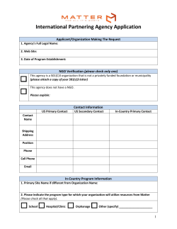 International Partnering Agency Application