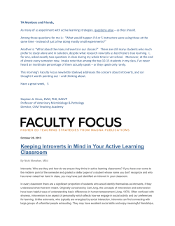 Keeping Introverts in Mind in Your Active Learning Classroom