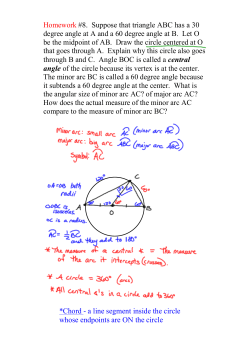Homework #8. Suppose that triangle ABC has a 30 degree angle at