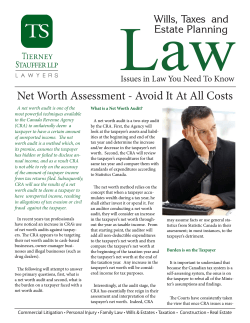 Net Worth Assessment - Tierney Stauffer LLP