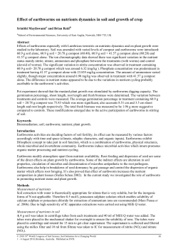 Effect of earthworms on nutrients dynamics in soil and growth of crop