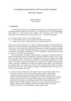 Lexicalization of Syntactic Phrases: The Case of Genitive