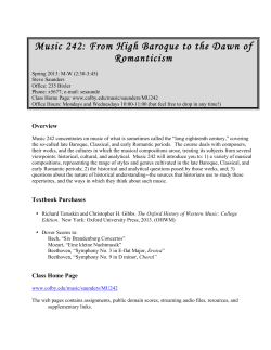 Music 242: From High Baroque to the Dawn of