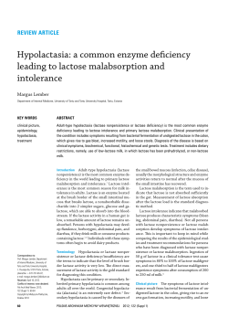 Hypolactasia: a common enzyme deficiency leading to lactose
