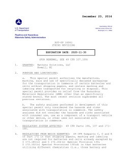 US DOT Special Permit