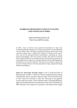 MARRIAGE DEFINITION VOTES IN 13 STATES AND VOTING