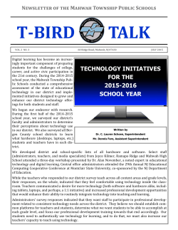T-BIRD TALK - Mahwah Schools