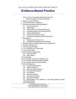 Curriculum Statement 3.5 - Evidence based health care