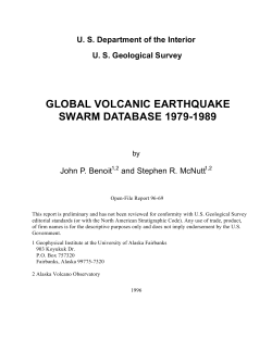 GLOBAL VOLCANIC EARTHQUAKE SWARM DATABASE 1979-1989