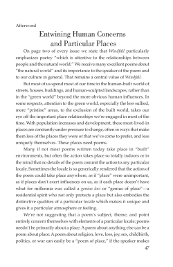 Entwining Human Concerns and Particular Places