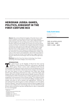 herodian judea: games, politics, kingship in the first