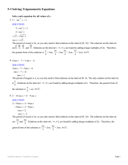 5-3 Solving Trigonometric Equations page 331 2-18 even 26