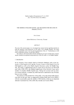 The Middle English Suffix-Ish: Reasons for Decline in Productivity