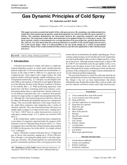 Gas Dynamic Principles of Cold Spray