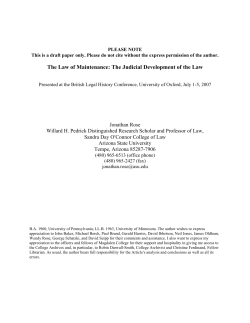 Jonathan Rose, The Law of Maintenance: The Judicial Development