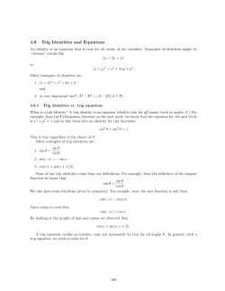 4.8 Trig Identities and Equations