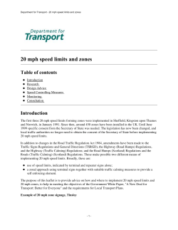 Department for Transport - 20 mph speed limits